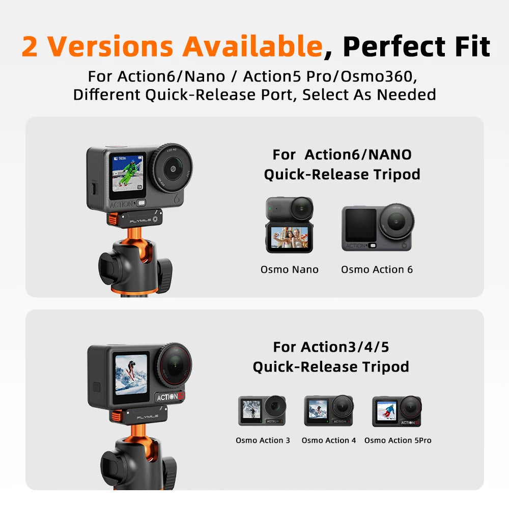 Flymile Tripod for DJI OSMO Action 6/Nano With Mount Base Quick-release Tripod 140CM Selfie Stick Photography Accessories