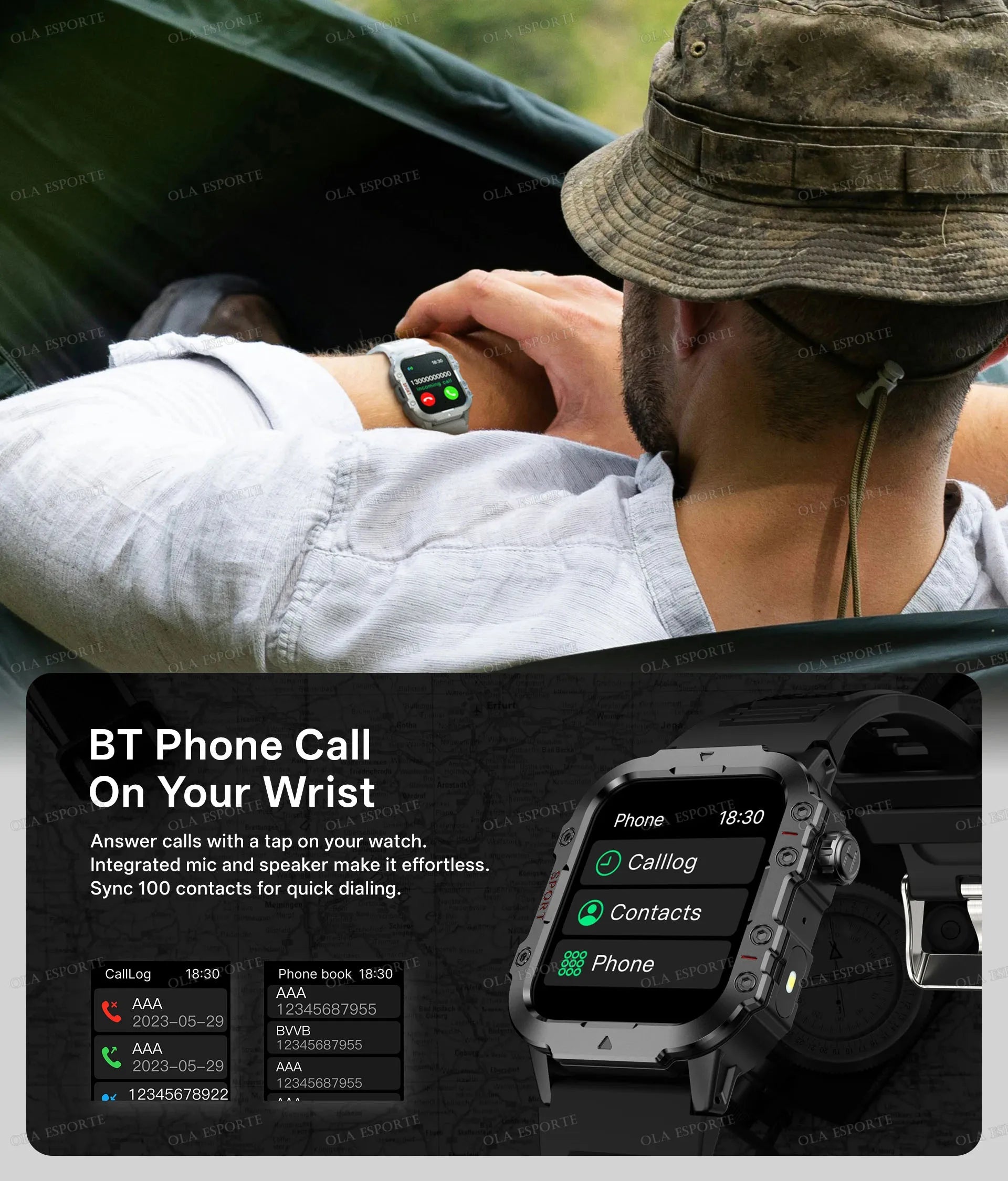 2026 New Military-grade Smart Watch Men GPS Flashlight 3ATM Waterproof Watch Bluetooth Call 100+Sport Outdoor Smartwatch Pk Hw12