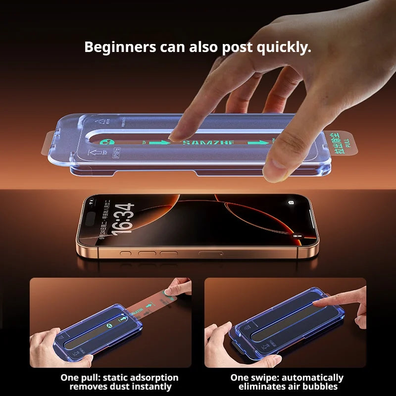 SAMZHE 3D Hot-bending Screen Protector for iPhone 17 Pro Max 16 Pro HD Full Coverage Corning Tempered Glass Film for iPhone 17