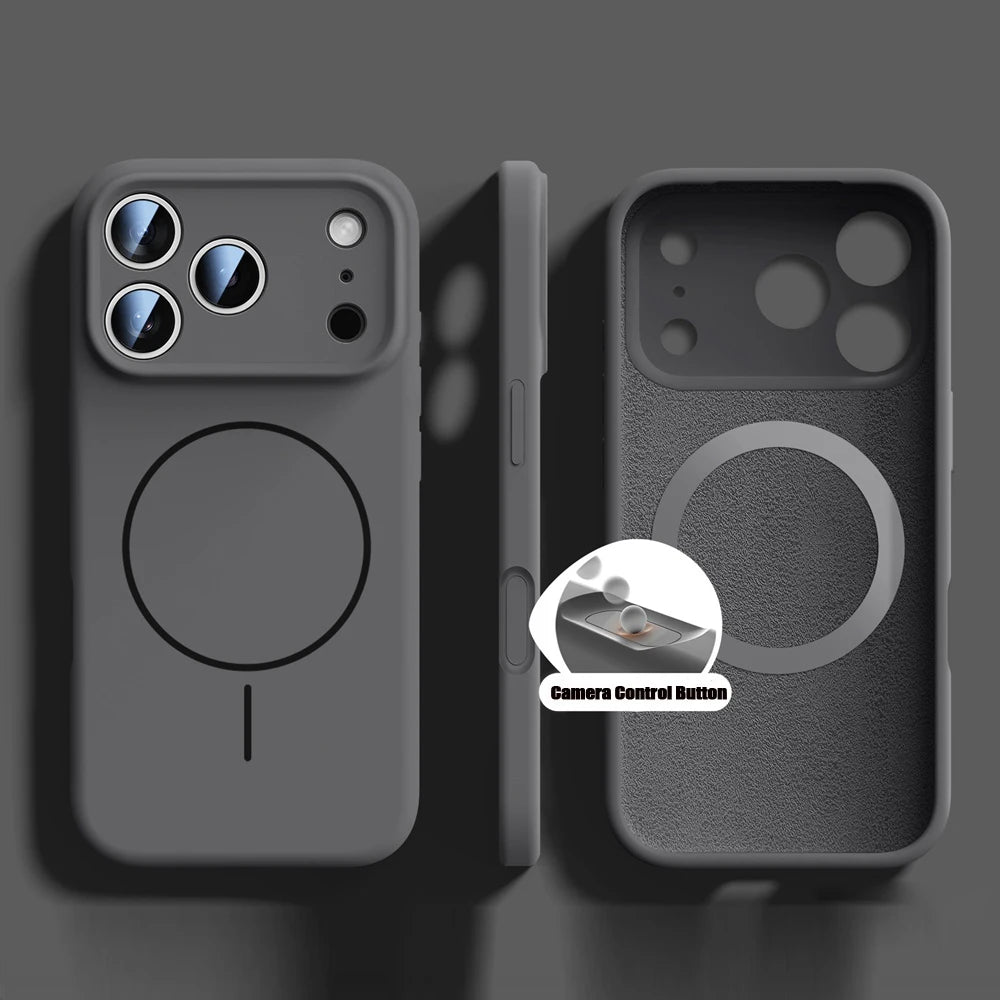 Orange Liquid Silicone for Magsafe Case for iPhone 17 Pro Max 17 Air Soft Magnetic Charing Cover for iPhone 13 14 15 16 Pro Max