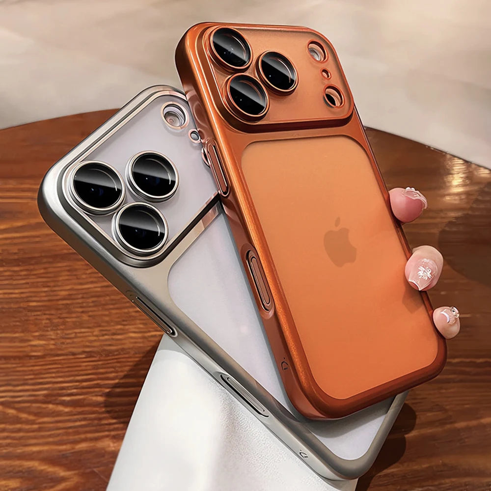 Luxury Soft Matte Phone Case For iPhone 17 16 15 14 13 12 11 Pro Max Air Plus Electroplated Silicone Bumper Back Cases Cover