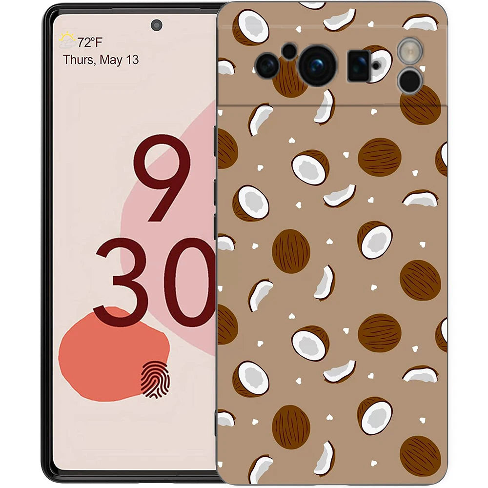 Summer Coconut Phone Case For Google Pixel 10A 10 9 8 7 6 Pro XL 9A 8A 6A 7A 5G Soft Shockproof TPU Black Cover