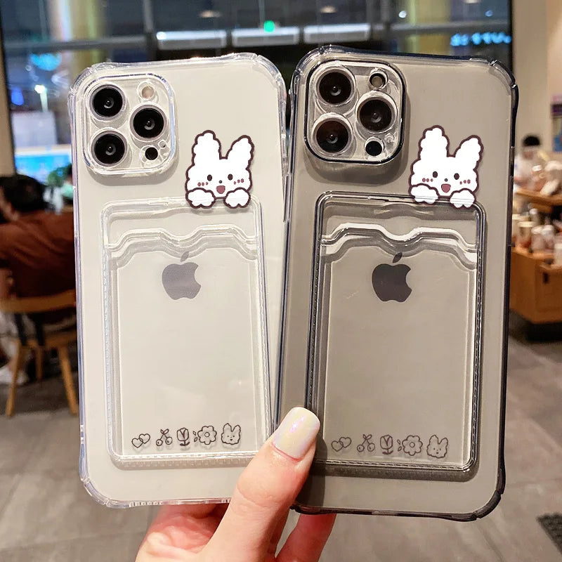 Card Slot Holder Phone Case For iPhone 13 17 15 16 11 12 14 Pro Max 16e Air XR XS X 7 8 Plus SE Soft Photo Pocket Wallet Cover