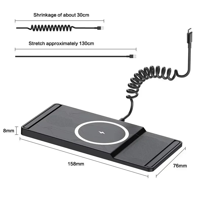 Car Wireless Charger Phone Pad for iPhone 17 16 15 14 13 12 Pro Max AirPods Samsung Xiaomi Airpods Pro 2 Fast Charging Station