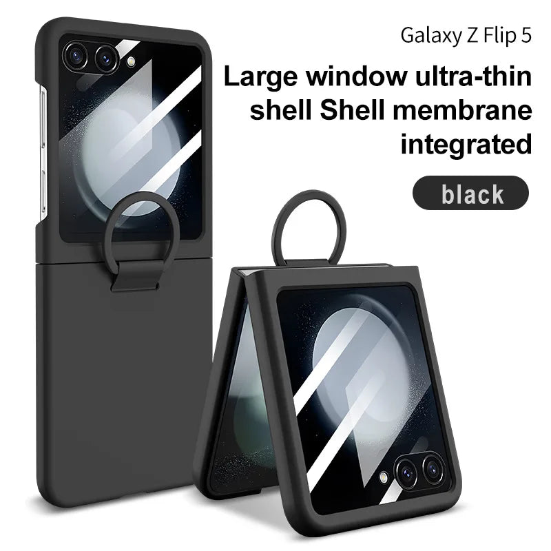2025 Hot Skin Feel Glass Case for Samsung Galaxy Z Flip 7 FE 6 5 5G Fold business Fashion Cover Anti-knock Cases for Flip5 Flip6