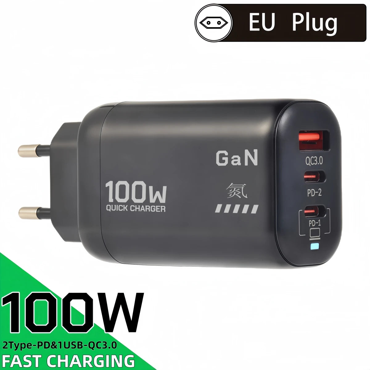 100W GaN PD Type C Charger USB QC 3.0 For Laptop Ipad PPS Fast Charge EU UK For Samsung Xiaomi iPhone 15 16 Pro Max Mobile Phone