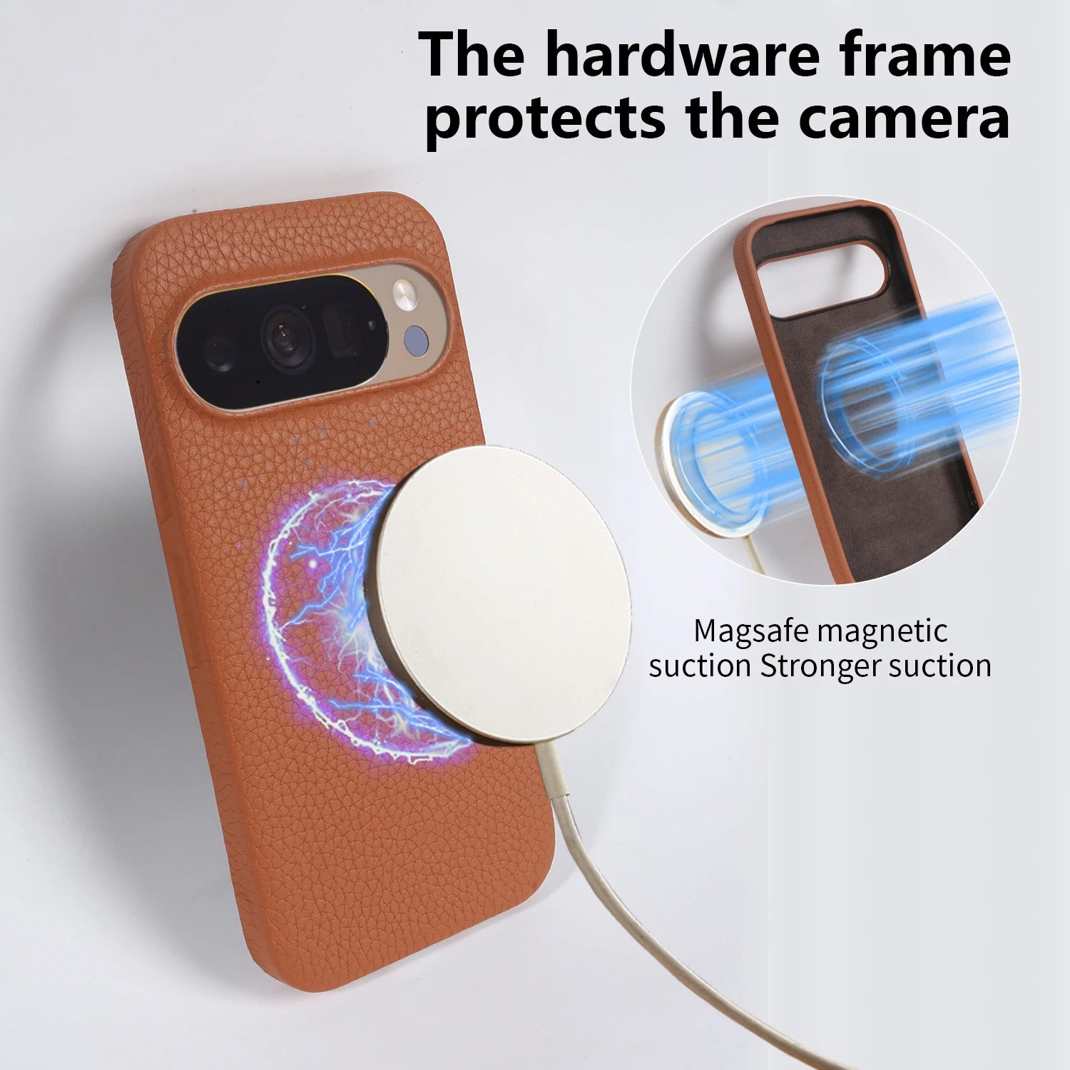 For Magsafe Magnetic Lychee Genuine Leather Case For Google Pixel 10 Pro XL Pixel10 9A 8A 7A Pixel 7 8 9 Pro XL Phone Back Cover