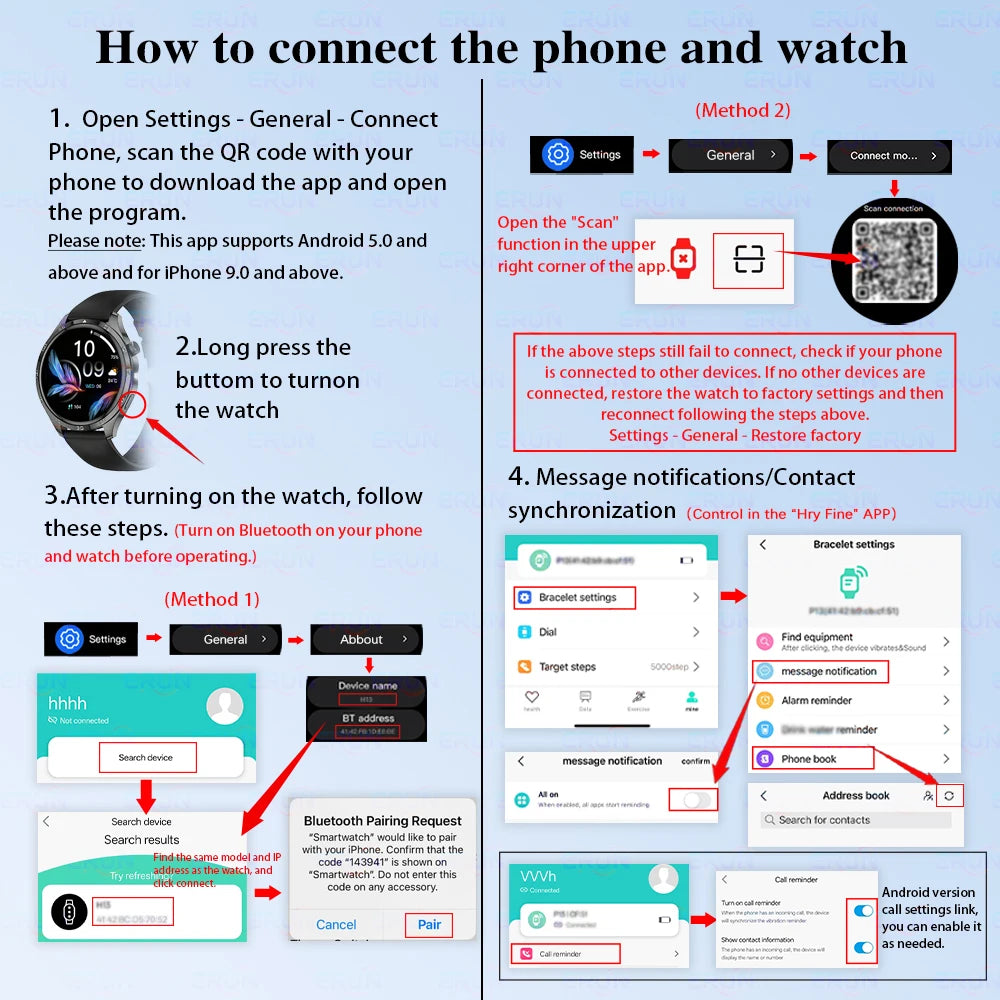 Smart Watch, Premium, with Multiple Sports Modes/Call Notifications/Message Alerts/Music Control and More