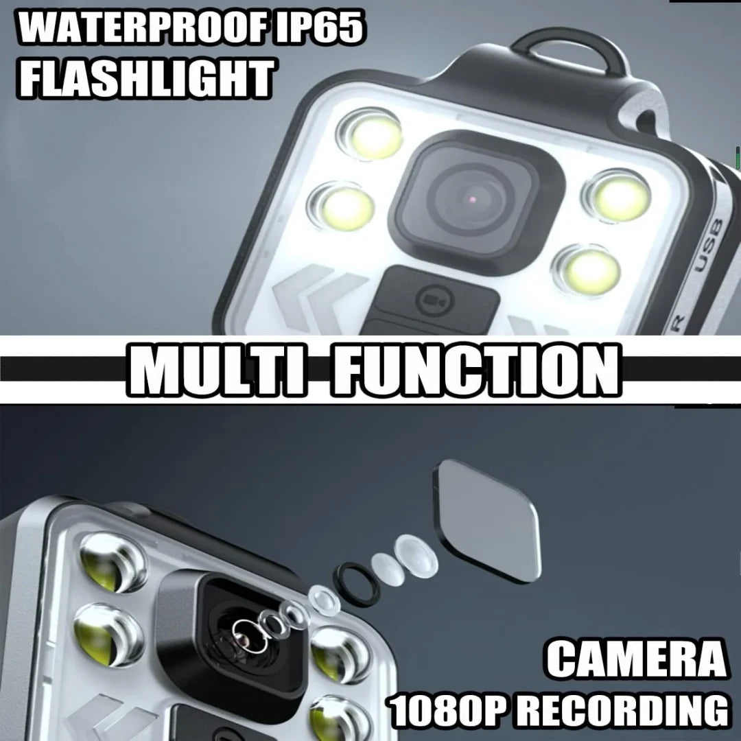 Mini Camera with Audio & Video Recording Recorder - Flashlight Headlamp Waterproof Cam for Home Outdoor Fishing Camping