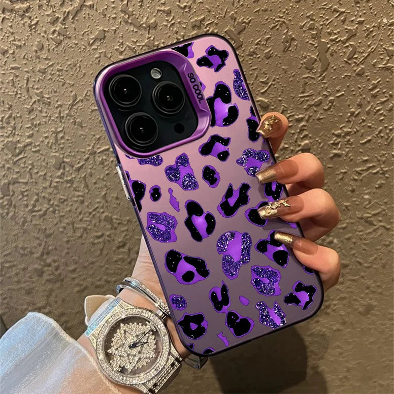 Shining Purple Leopard Print Phone Case For Samsung Galaxy S26 S25 Ultra S24 Plus S23 FE S22 S21 S20 A16 A54 A53 A34 A55 Cover