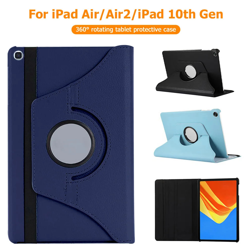 Case For iPad 9.7 2017 2018 iPad Air 2 3 4 5 iPad Pro 11" 10.2 7th 8th 9th 10 10th Gen Mini 6 7 Case Rotating Stand Tablet Cover