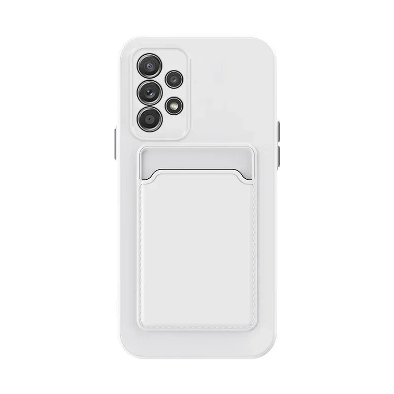 Soft Silicone Card Holder Case For Samsung Galaxy S24 S23 S22 S21 S20 Plus FE Note 20 Ultra A51 A71 A54 Slot Wallet Back Cover