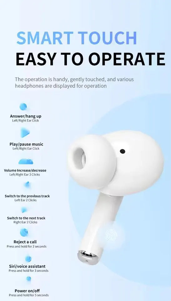 UEESFIT A5 Wireless Bluetooth Earphone TWS Music Headphones Sports Gaming Headset HD Mic With Touch Control Earbuds For Phone