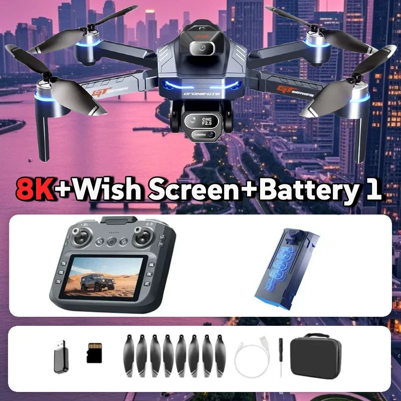 For Genuine GT8 Drone 4K Professional Dual Camera FPV GPS Brushless Motor Optical Flow Hovering Folding Quadcopter 4k 8K RC Dron