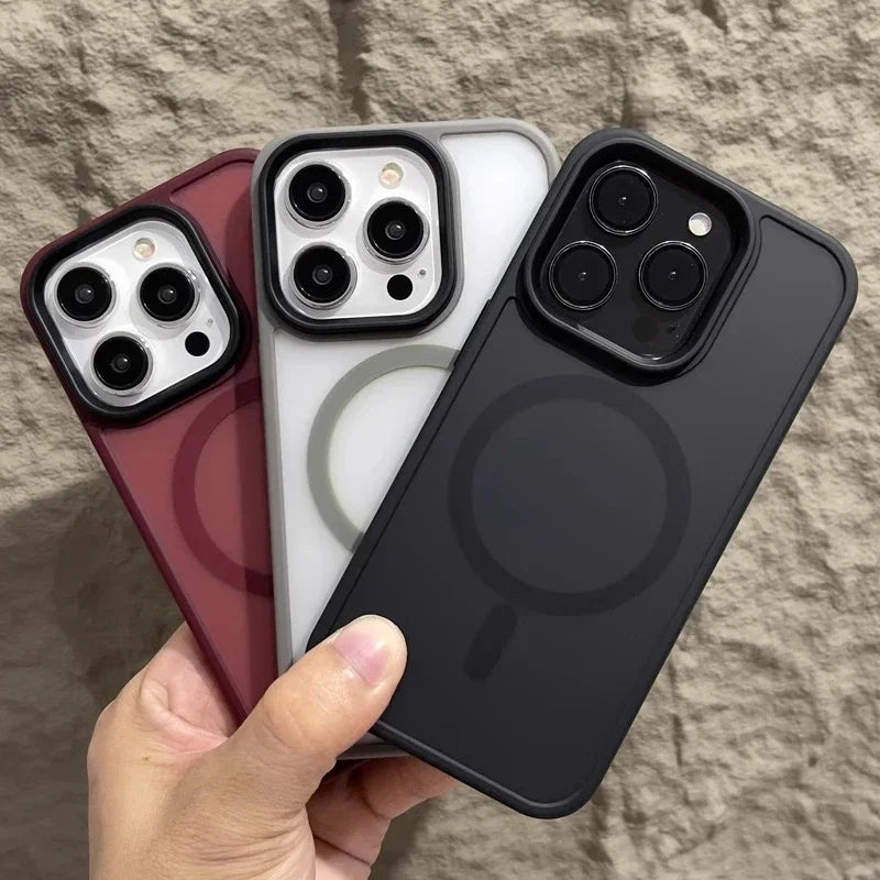 Matte Magnetic Original Phone Case For iPhone Air 17 16 15 14 12 11 13 Pro Max Plus For Magsafe Wireless Charging Protect Cover