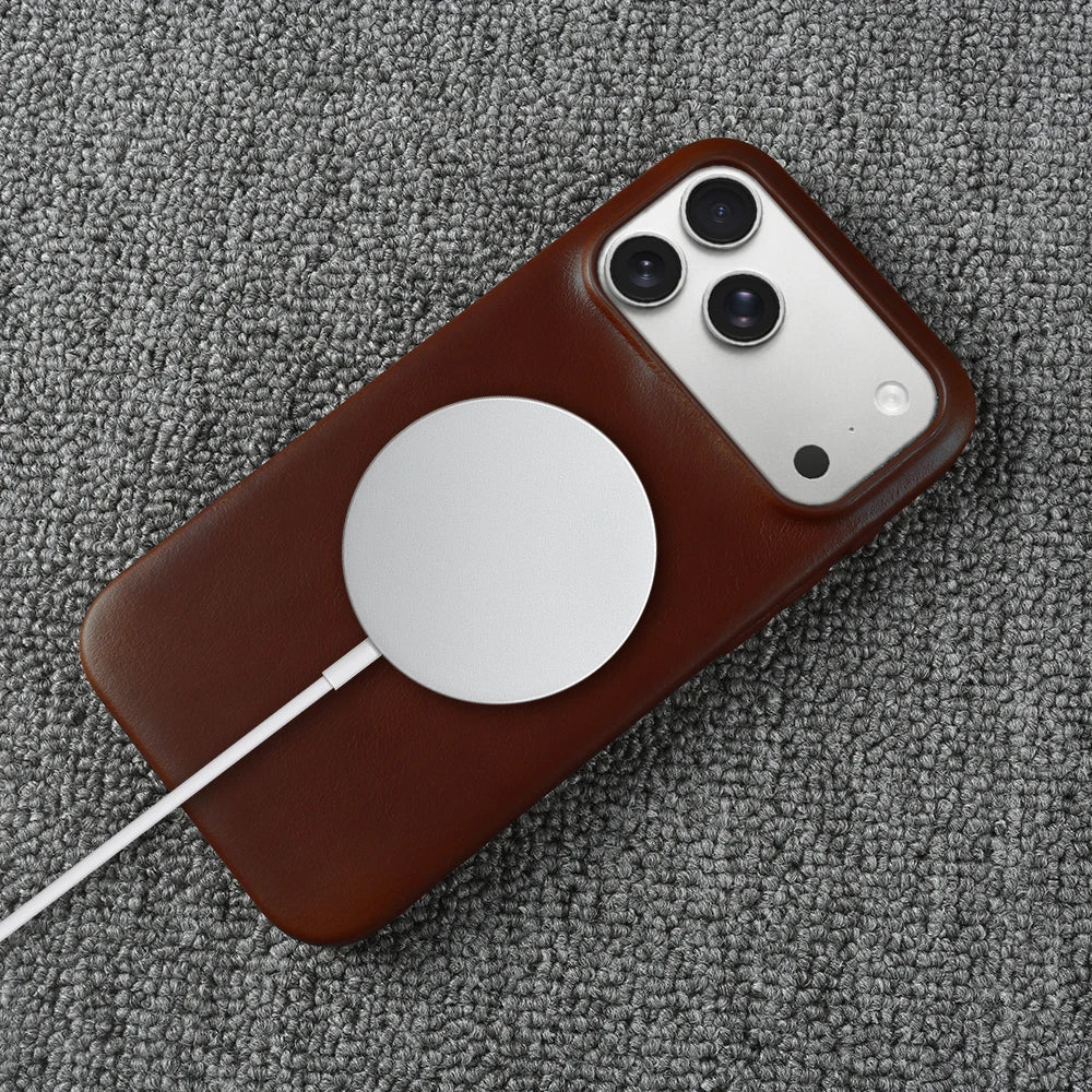 Luxury Genuine Leather Magnetic Phone Case For iPhone 17 Air 17e 16e 16 15 14 Plus 13 12 Mini 11 Pro Max For Magsafe Cover Funda