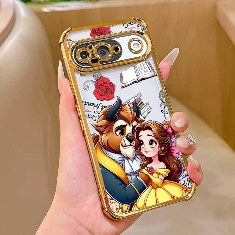 Beauty and the Beast Phone Case For Google Pixel 10A 9A 9 8A 8 7A 7 Pro XL Plating Drop-proof Transparent Soft Cover