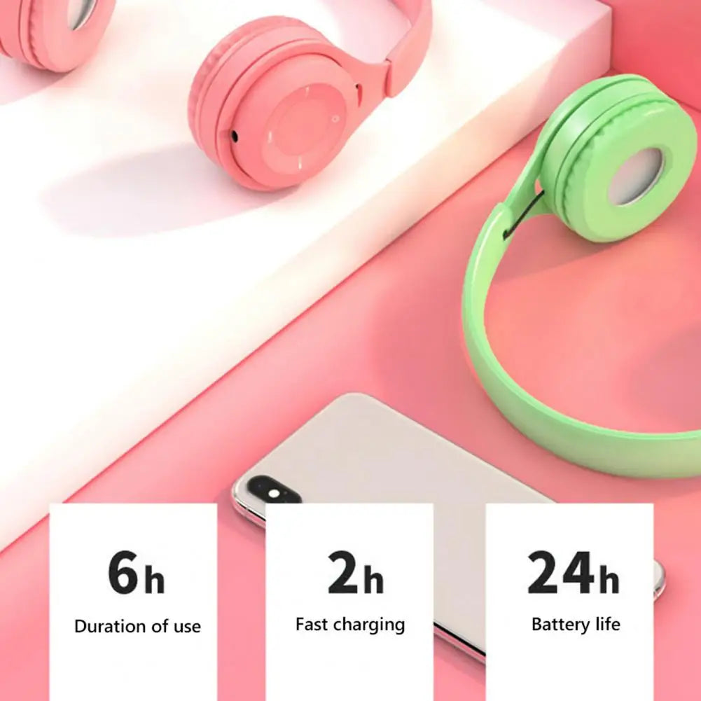 Headphones Kids Wireless Bluetooth Earphones Stereo Foldable Helmets Gaming Headsets Over-ear Headphones for Android ios