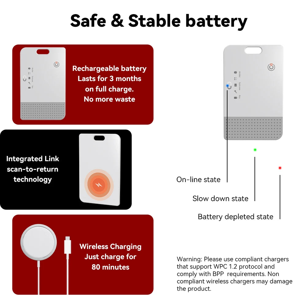 Dual Syste1.7mm Wallet Tracker Wireless Charging Locator for Apple Find My & Google Find Hub Global Tracking Anti-lost Smart Tag