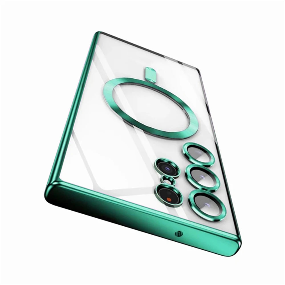 Luxury Wireless Magnetic Plating Cases For Magsafe Case Samsung Galaxy S25 S23 S24 Ultra S21 Fe S22 Lens Protective Cover