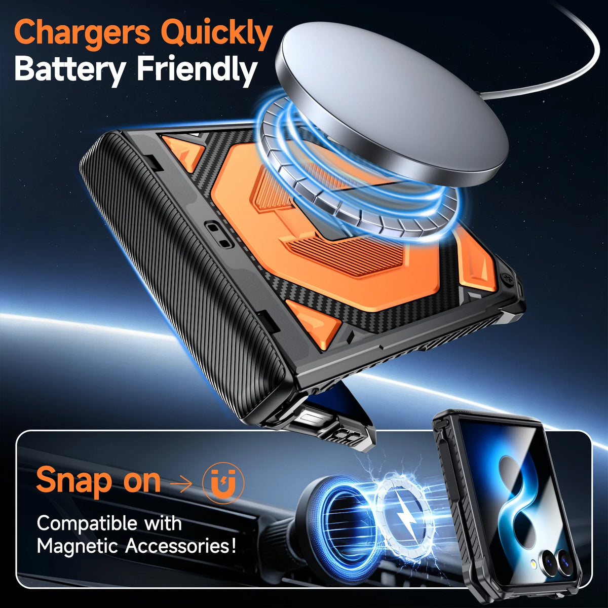 Case For Samsung Galaxy Z Flip 8 Z Flip 7 Magnetic Stand Hinge Protection Military-Grade Protection Rugged Shockproof Phone Case
