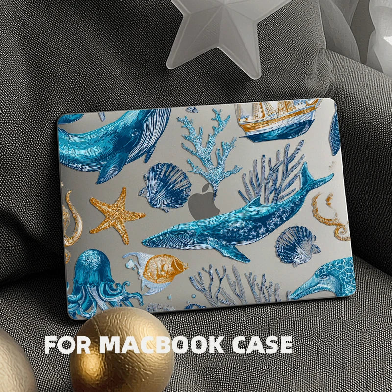 Marine Life Laptop Case For Macbook Air 13 2025 Case M2 M3 M4 Chip MEO A304 Cover for Air 15 M4 2025 A3241 M3 M2 15.3 Case