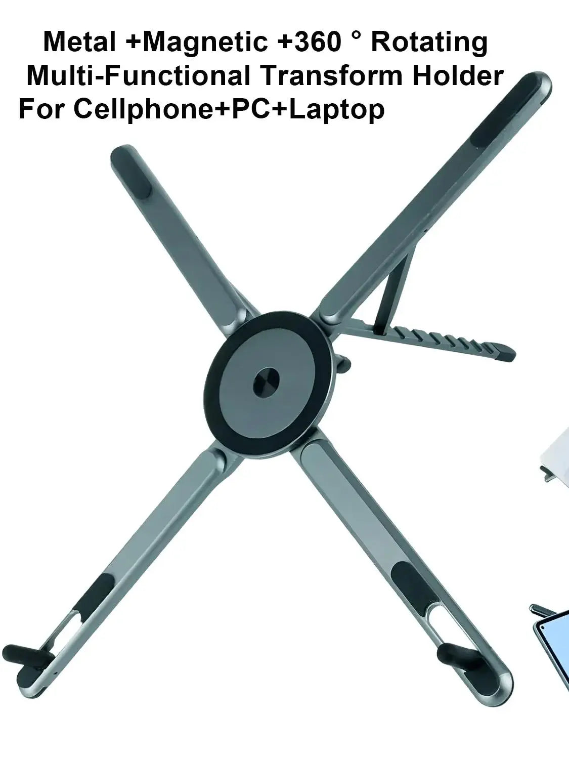 Portable Magnetic Phone Holder & Selfie Stick 3-in-1 Foldable Tripod Stand for iPhone iPad Tablet Laptop Desktop Use