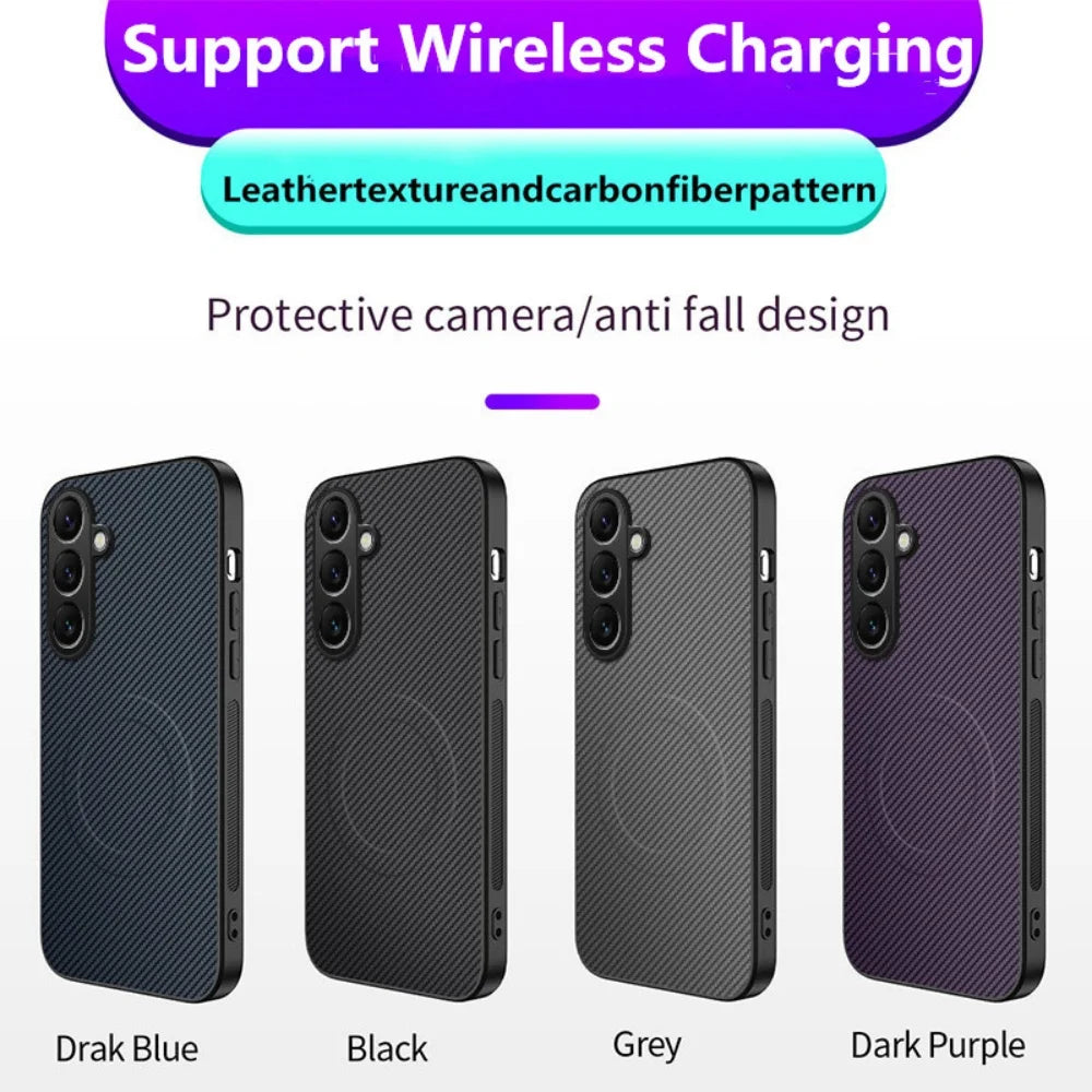 Luxury Carbon Fibre for MagSafe Magnetic Phone Case for Samsung S26 Ultra S25 FE S24 S23 S22 Plus S21 S20 A56 A57 A37 A31 A21S