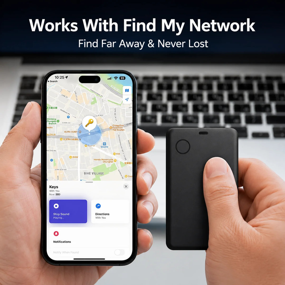 Ultra Thin Wallet Tracker Card, Works with Apple Find My & Android, Bluetooth Anti-Lost Item Locator for Luggage Passport Bag