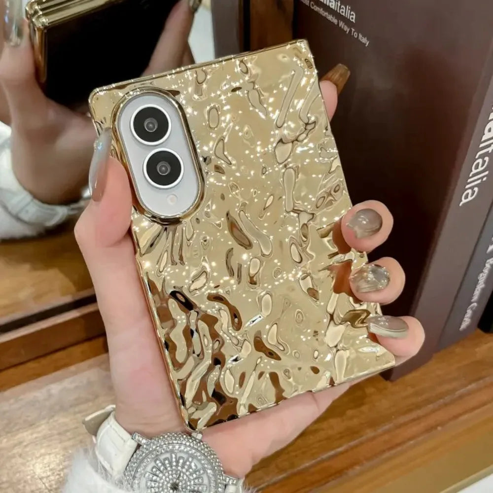 Luxury Plating Water Ripple Advanced Phone Cases for Samsung Galaxy Z Fold 8 Ultra 7 6 5 4 Fold8 Shockproor Ultra-thin PC Cover