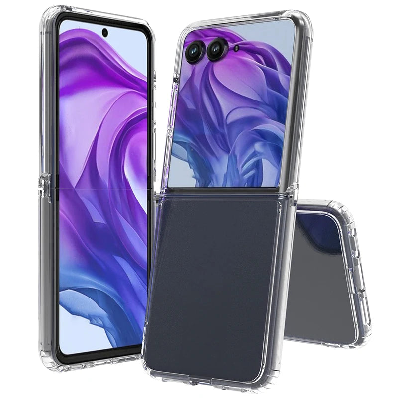For Motorola Moto Razr 50 60 Ultra, Razr+ 2024 2025 Case ELVEV Anti-drop TPU Hard PC Transparent Phone Cover