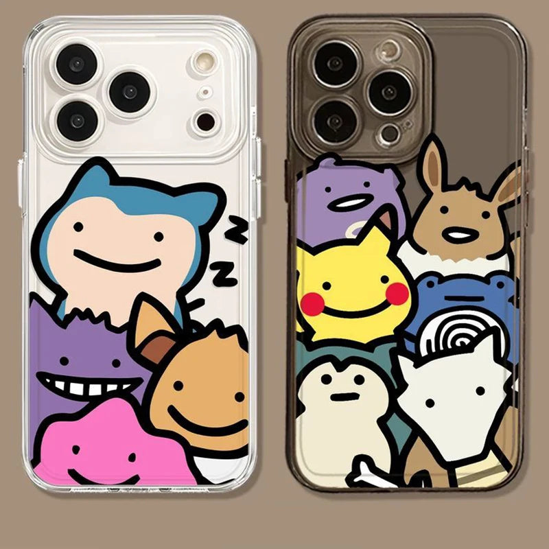 Fashion Kawaii Graffiti P-Pokemon Phone Case For iPhone 17 16 15 14 13 12 11 Pro Max XR XS MAX 78PLUS MINI Y2K Transparent Cov