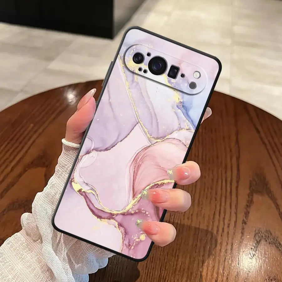Funda Phone Cover Case for Google Pixel 6a 9a 6 7 8 Pro 10 9 Pro XL 8a 7a Pink And Green Marble