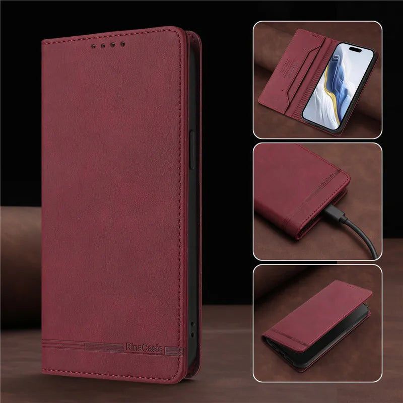 Leather Retro Anti-theft Wallet Flip Case For Motorola MOTO G Stylus Power Play 2025 2024 2023 2022 5G 4G Magnetic Phone Cover
