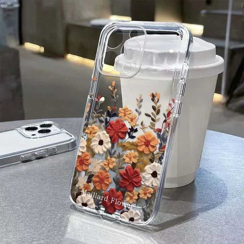 Cute Flower Clear Case For Samsung Galaxy S26 S25 Ultra A57 A56 5G S24 S23 Plus FE A36 A26 A16 A07 A55 A15 A54 Shockproof Cover