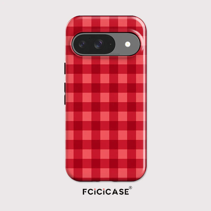 Fcicicase 2 in 1 PC+TPU Phone Case For Google Pixel 10 Pro 10A 9 10 Pro XL 7A 8A 9 8 Grid Pattern Shockproof Bumper Cover