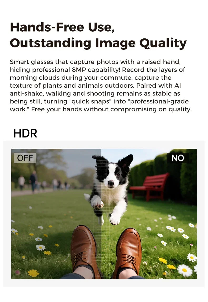 MOGCO Smart AI Glasses, 8MP Camera, Real-time Translation, 3600mAh Charging Case, 43.6g Ultra Lightweight Portable Eyeglasses