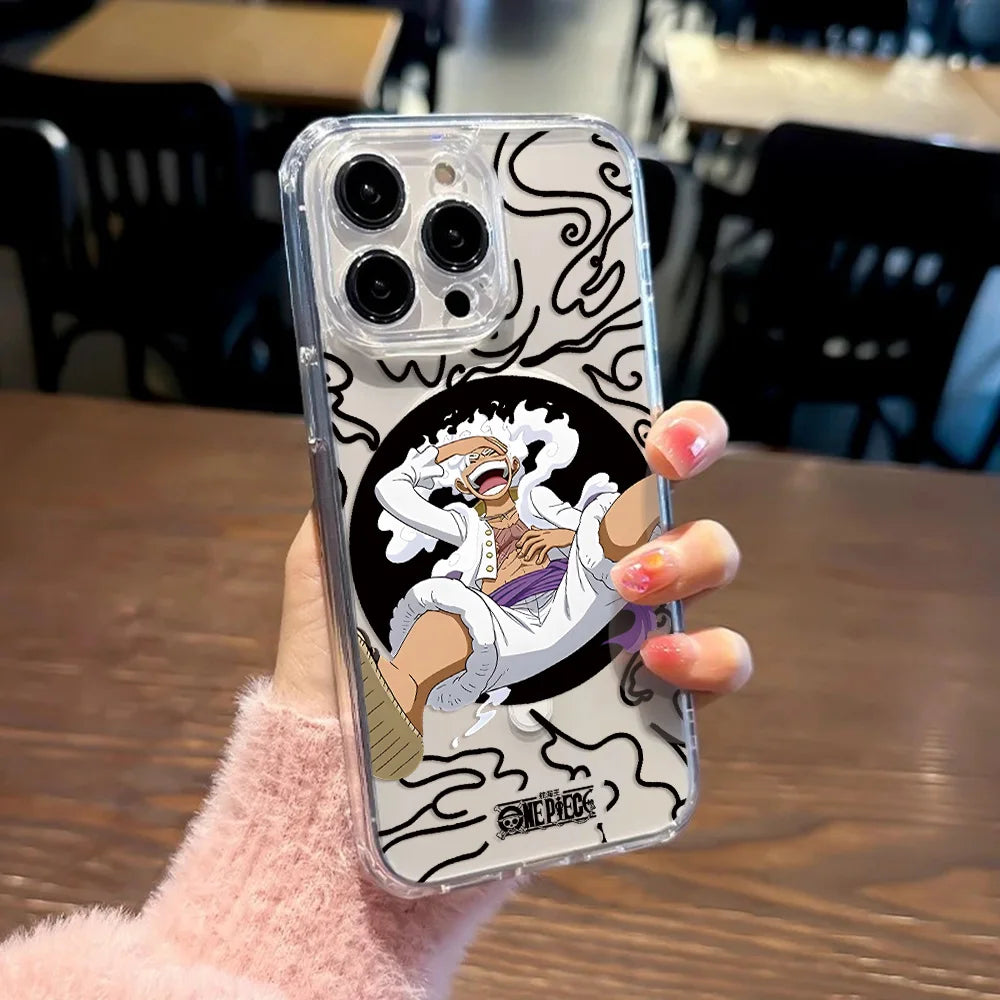 HOT Anime Ones Pieces Magnetic Phone Case for iPhone 17 16 15 14 13 12 11 8 7 Air Plus Pro Max X XR XSMax Soft Clear Tpu Cover
