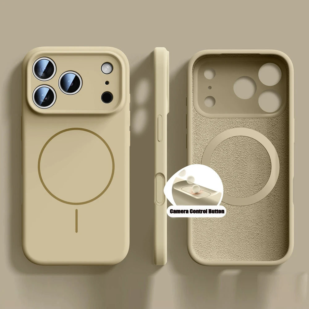 Orange Liquid Silicone for Magsafe Case for iPhone 17 Pro Max 17 Air Soft Magnetic Charing Cover for iPhone 13 14 15 16 Pro Max