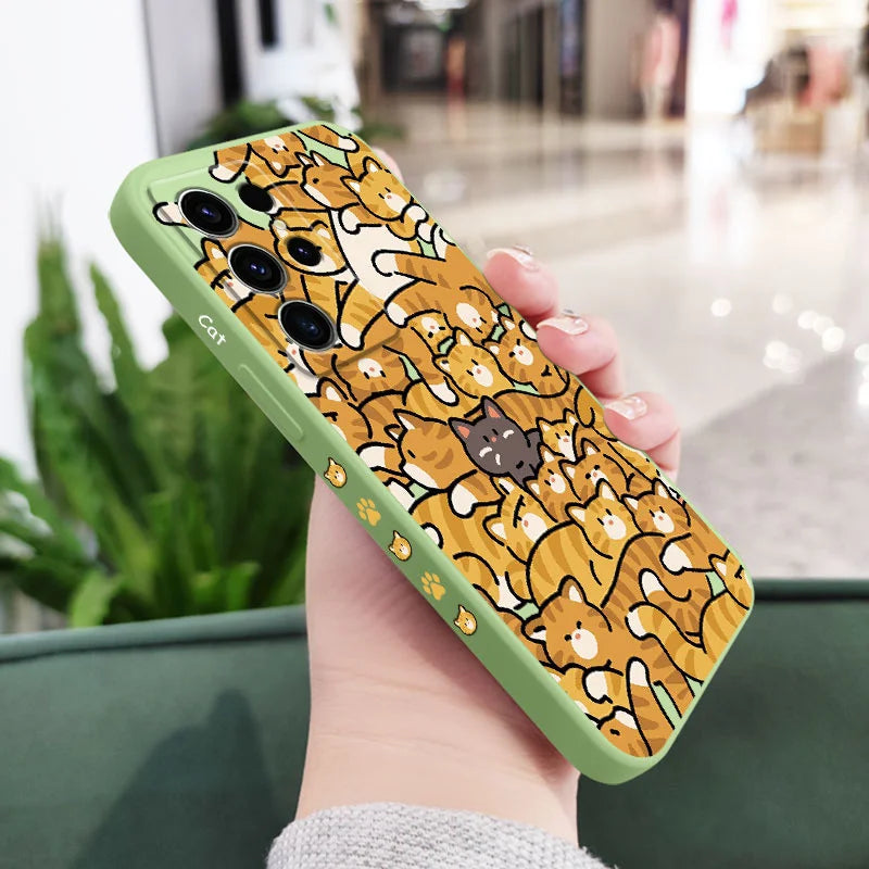 Orange Cats Phone Case For Samsung Galaxy S25 S24 S23 S22 S21 S20 S10 Ultra Plus FE Note 20 Ultra 10 Plus Cover