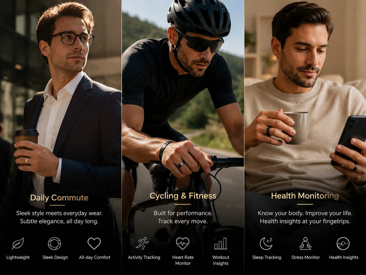 Smart Ring Men Women, Heart Rate and Blood Oxygen Monitor, Calorie Movement Tracking,IP68 & 5ATM Waterproof, Multi-sport Mode