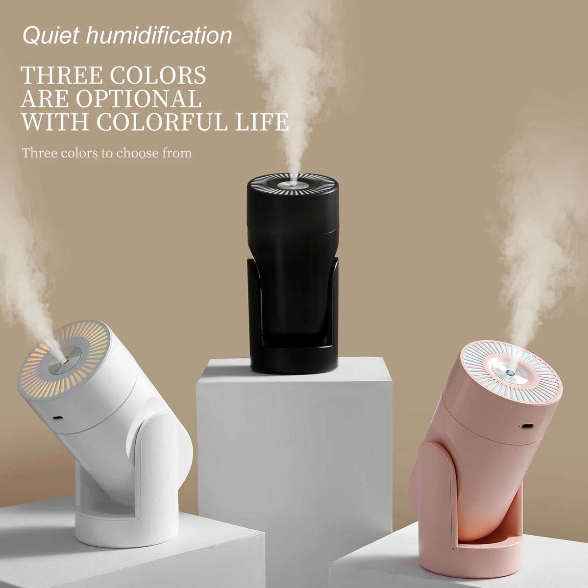 "360° Oscillating Humidifier & Air Purifier: Smart Desktop Mist Control with Ultra-Quiet USB Operation"