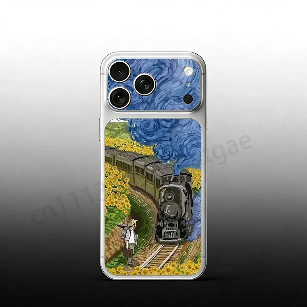 Sunflower Art V-Van G-Gogh For iPhone 17proMax/17pro Full Cover Decal Skin Wrap Colorful Rear Protective Sticker Film
