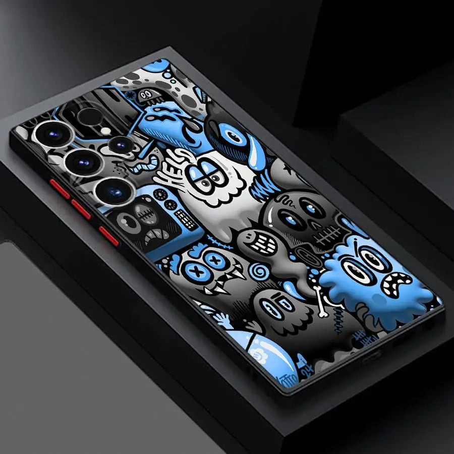 Case for Samsung Galaxy S23 FE Note 20 Ultra 10+ S21 S26 S25 Ultra S20 FE S22 S24 Plus Funda Back Phone Cover Graffiti Black