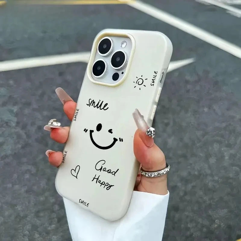 Luxury Smiling Face Jelly Color Shockproof Case for iPhone 17 Air 16 15 13 12 11 Pro Max 14 Plus Shockproof Phone Back Cover