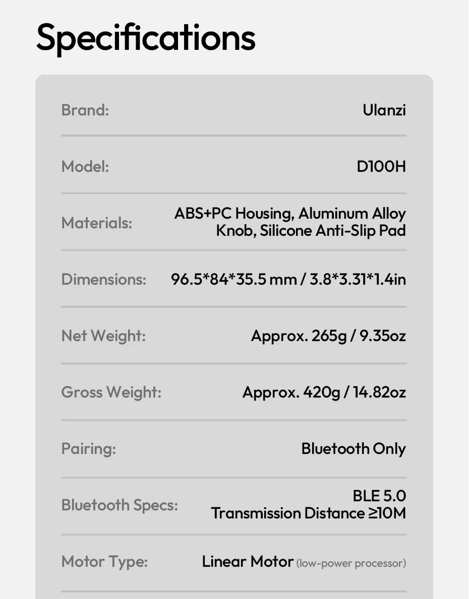 Ulanzi D100H Dial Creative Controller for Video&Photo Editing Dial&RGB Keypad Controller for Light System for Intelligent Studio