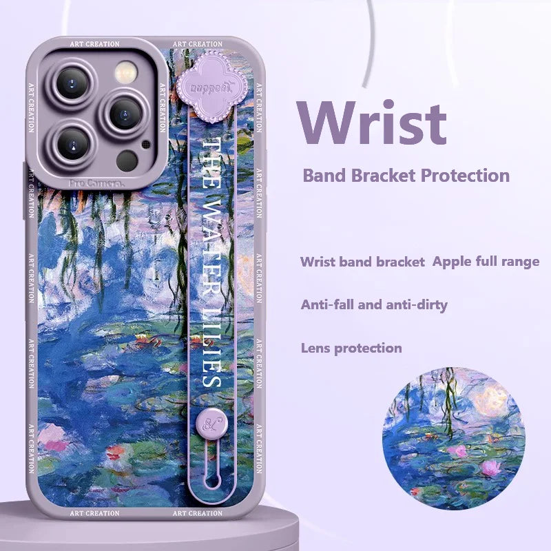 Luxurious Wrist Band Bracket Phone Case Applicable Iphone16 11 12 13 14  15 Pro Max Mini 7 8 Plus Xr Xs Max Anti-fall Silicone S