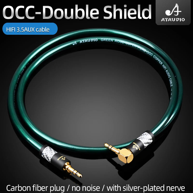 ATAUDIO HiFi 3.5mm AUX Cable 7N OCC Silver Plated 3.5mm Aux Cable for  Phone Huawei Xiaomi Car PA