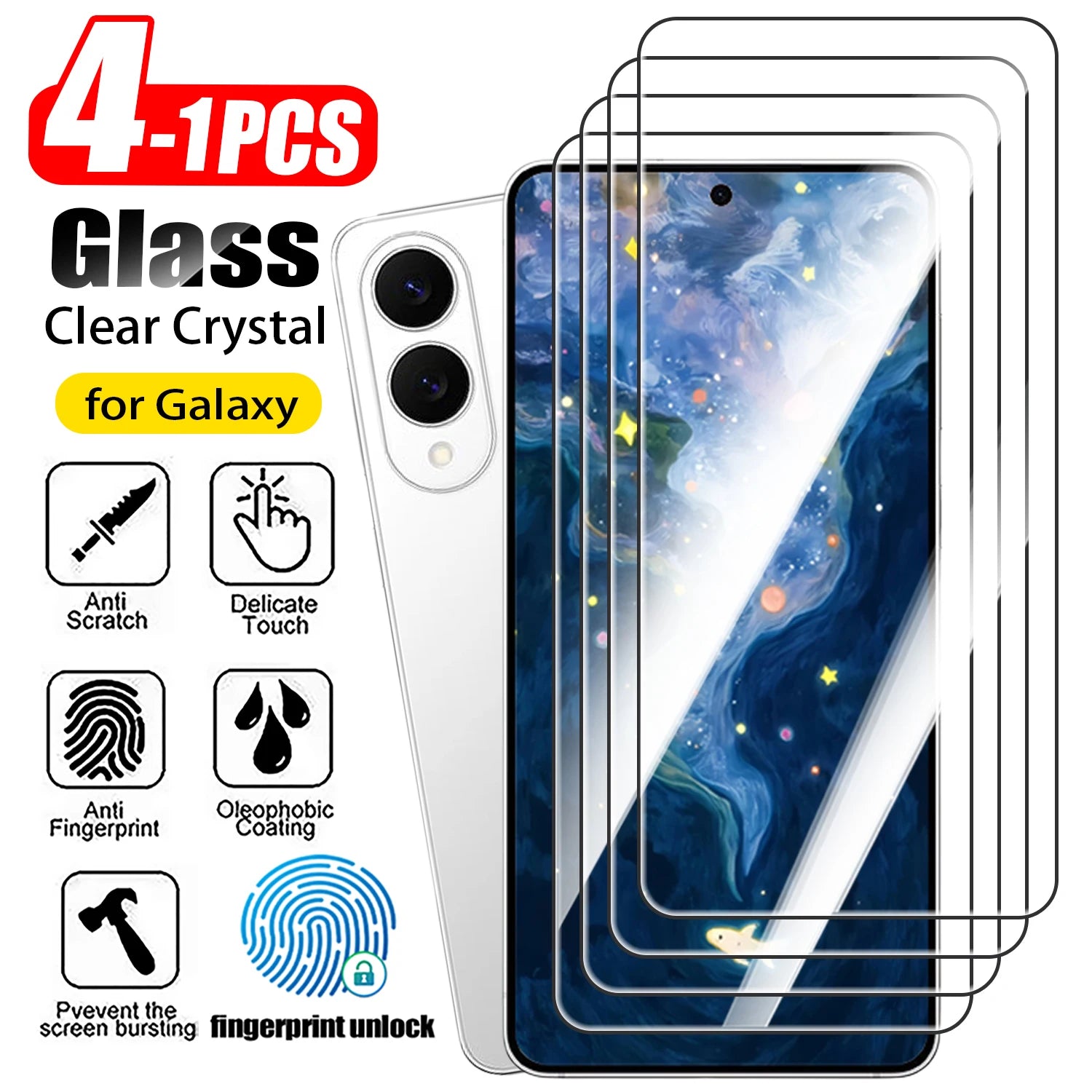 1-4PCS Screen Protector Glass For Samsung Galaxy S25 S24 Ultra S23 Plus S22+ Tempered Glass For Samsung S21 FE Glass