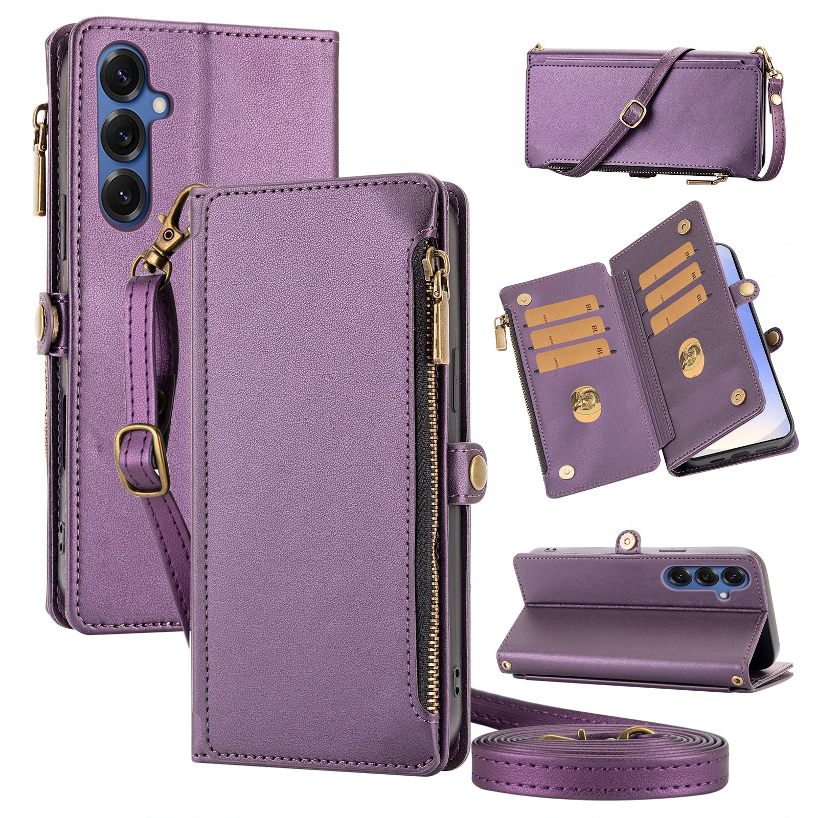 For Galaxy Galaxy S25 Ultra S24/S23/S22/S21/S20/S10/S9 Mobile Phone Case Flip Wallet Style with Multiple Card Slots for Coins and Cards Faux Leather Phone Protective Cover